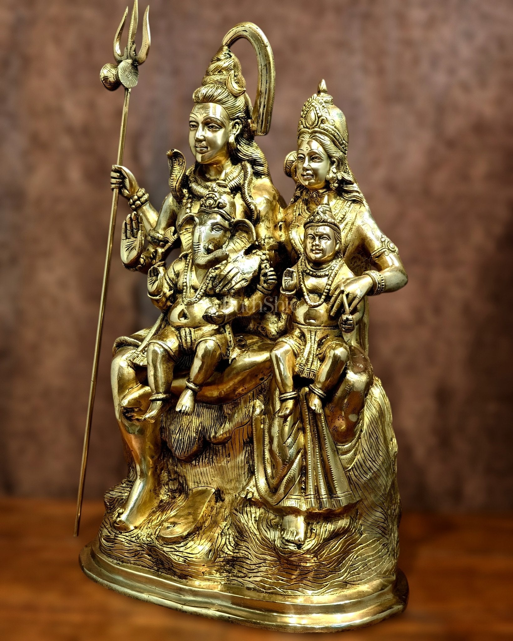 Pure Brass Shiva Parivar Statue - 28" large size - Budhshiv.com