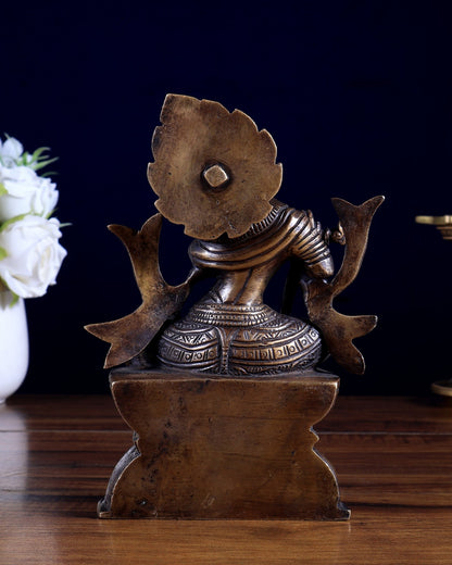 Pure Brass Sitting Lord Krishna Idol 6.5 inch - Budhshiv.com
