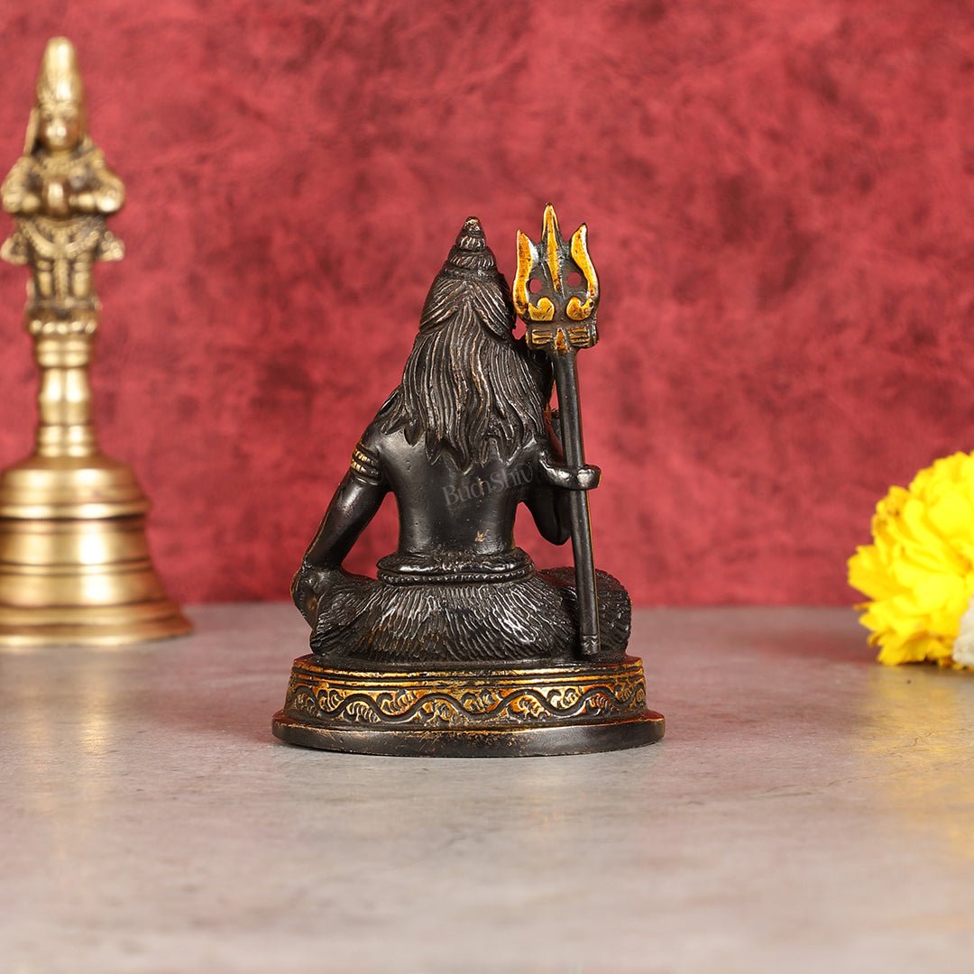 Pure Brass Sitting Lord Shiva Idol - 6" - Budhshiv.com