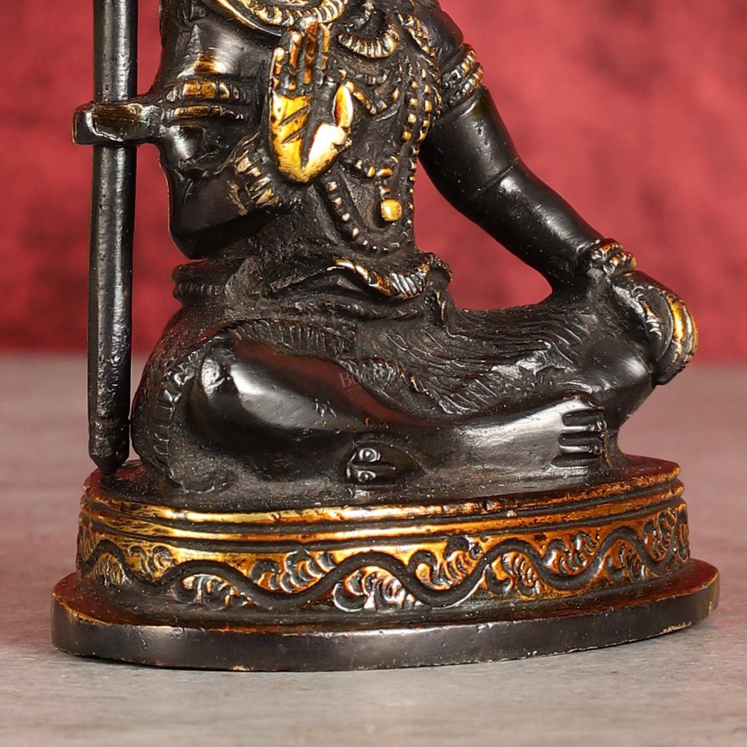 Pure Brass Sitting Lord Shiva Idol - 6" - Budhshiv.com