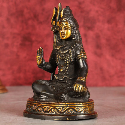 Pure Brass Sitting Lord Shiva Idol - 6" - Budhshiv.com