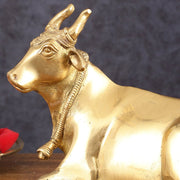 Pure Brass Sitting nandi Idol | 5.5" - Budhshiv.com