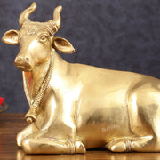Pure Brass Sitting nandi Idol | 5.5" - Budhshiv.com
