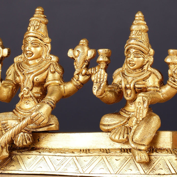 Pure Brass Sitting Vishnu Lakshmi Narayan Idol 3.75 inch - Budhshiv.com