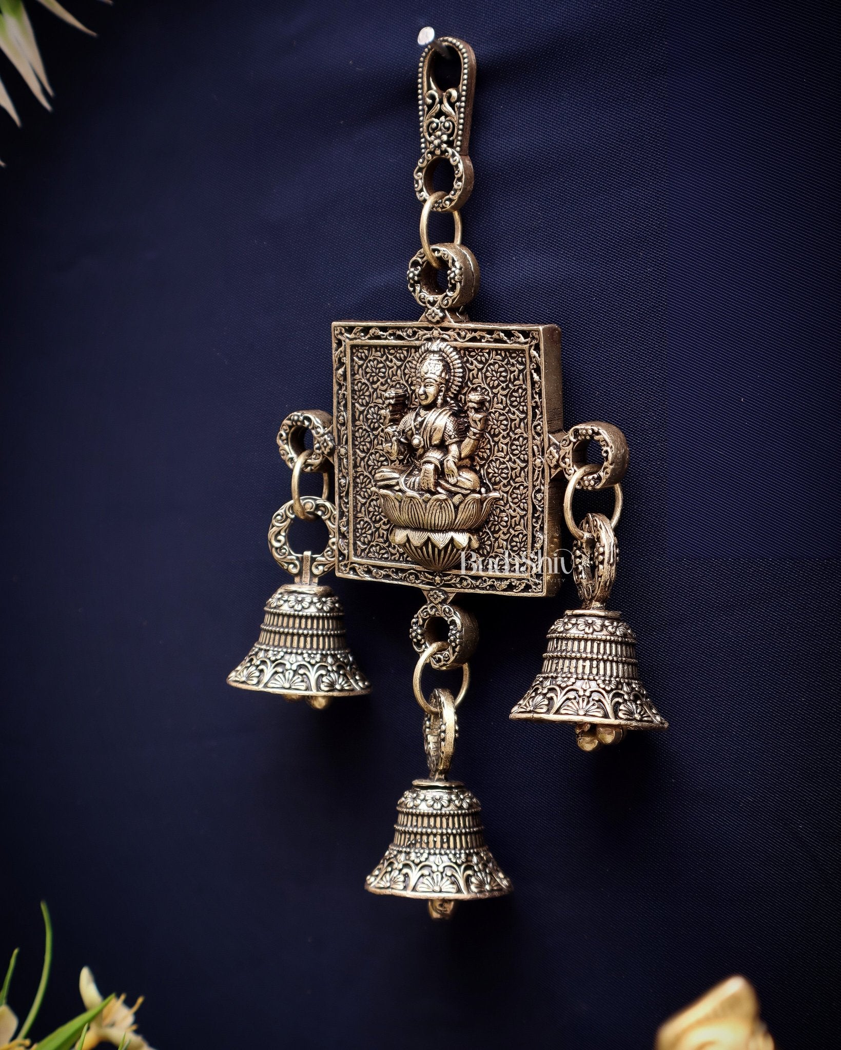 Pure Brass Small Lakshmi Wall Hanging - Lightweight 6.5" - Budhshiv.com