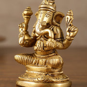 Pure Brass Small Lord Ganesha Idol | 3.5 Inch Height - Budhshiv.com