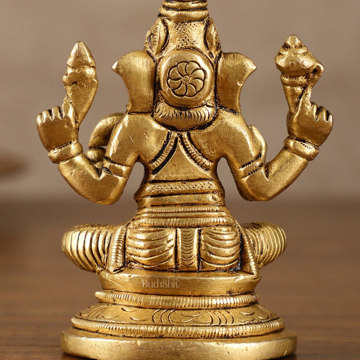 Pure Brass Small Lord Ganesha Idol | 3.5 Inch Height - Budhshiv.com