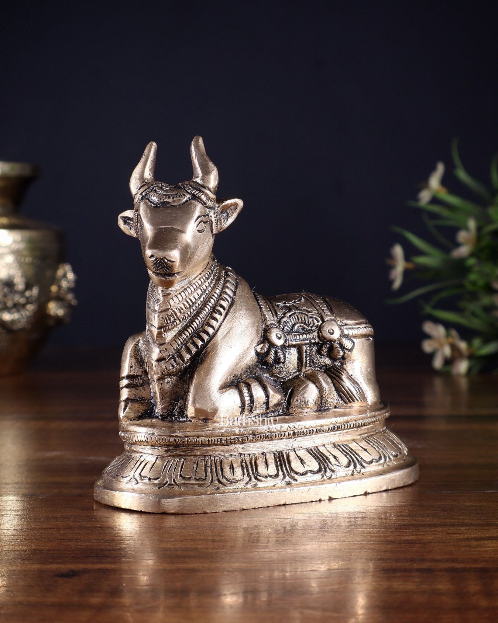 Pure Brass Small Nandi Statue – 4.5 Inch | - Budhshiv.com