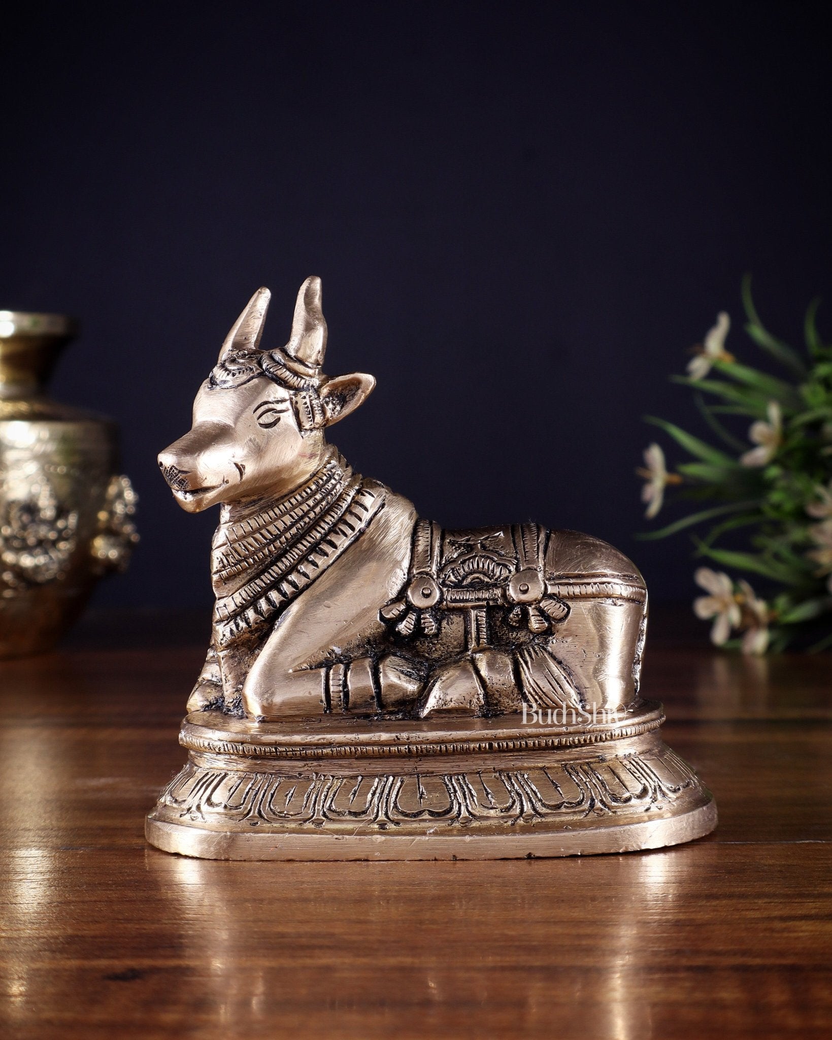 Pure Brass Small Nandi Statue – 4.5 Inch | - Budhshiv.com
