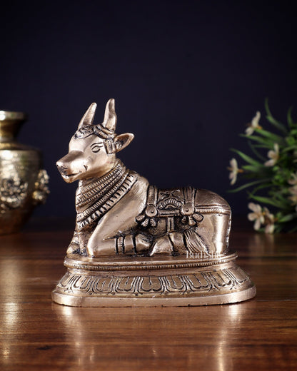 Pure Brass Small Nandi Statue – 4.5 Inch | - Budhshiv.com