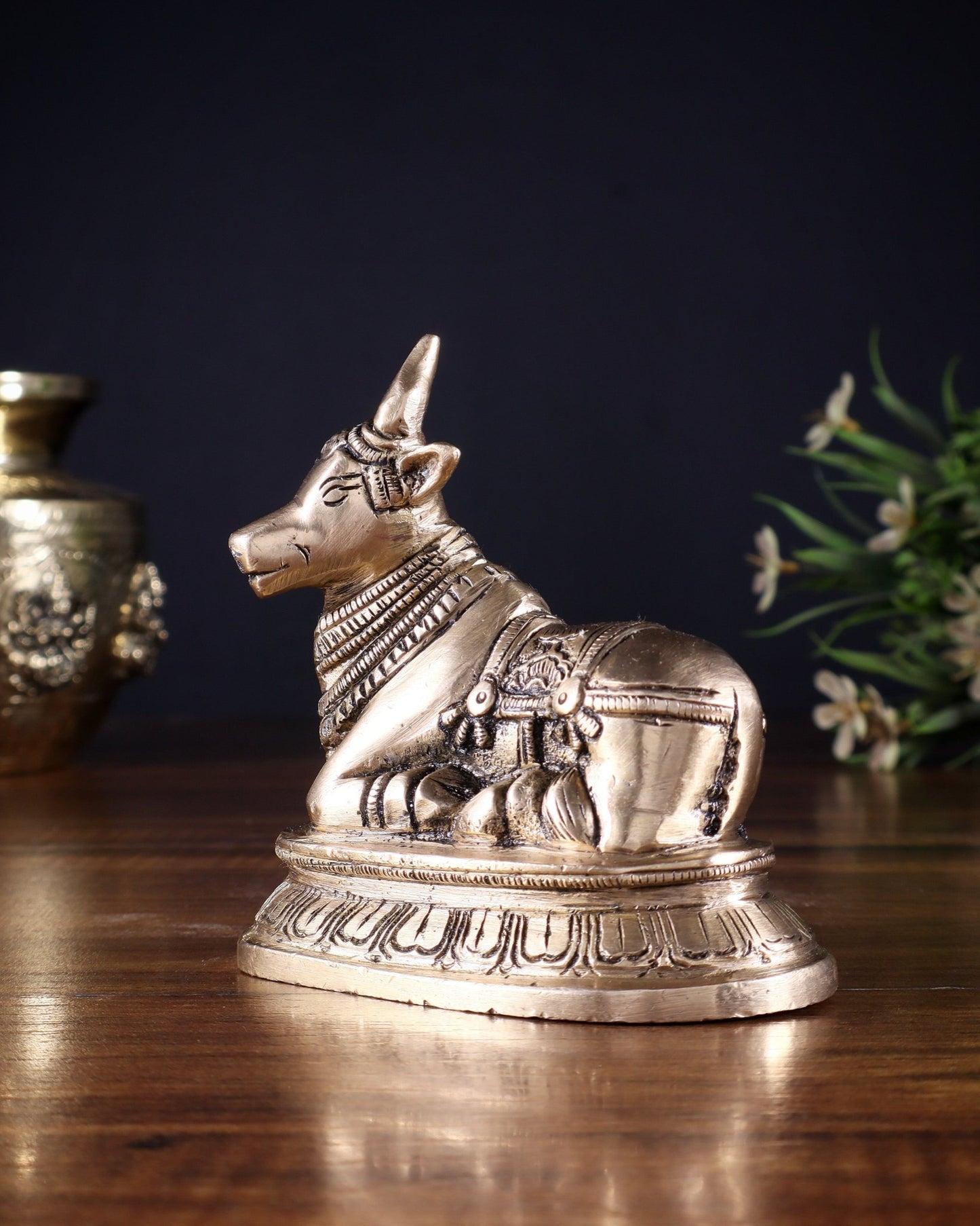 Pure Brass Small Nandi Statue – 4.5 Inch | - Budhshiv.com