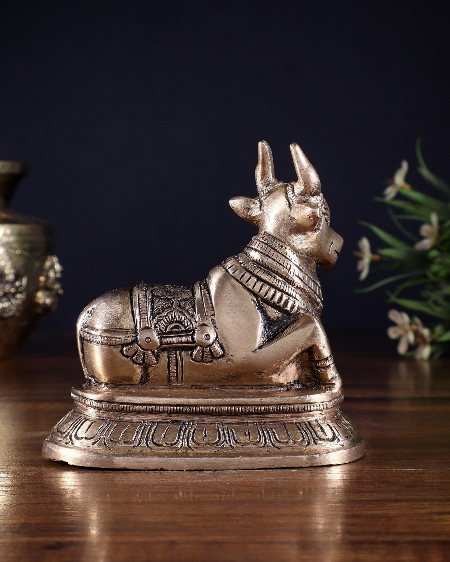 Pure Brass Small Nandi Statue – 4.5 Inch | - Budhshiv.com