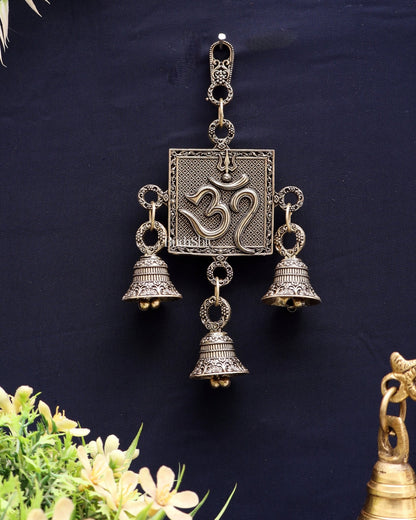 Pure Brass Small Om Wall Hanging - Lightweight 6.5" - Budhshiv.com