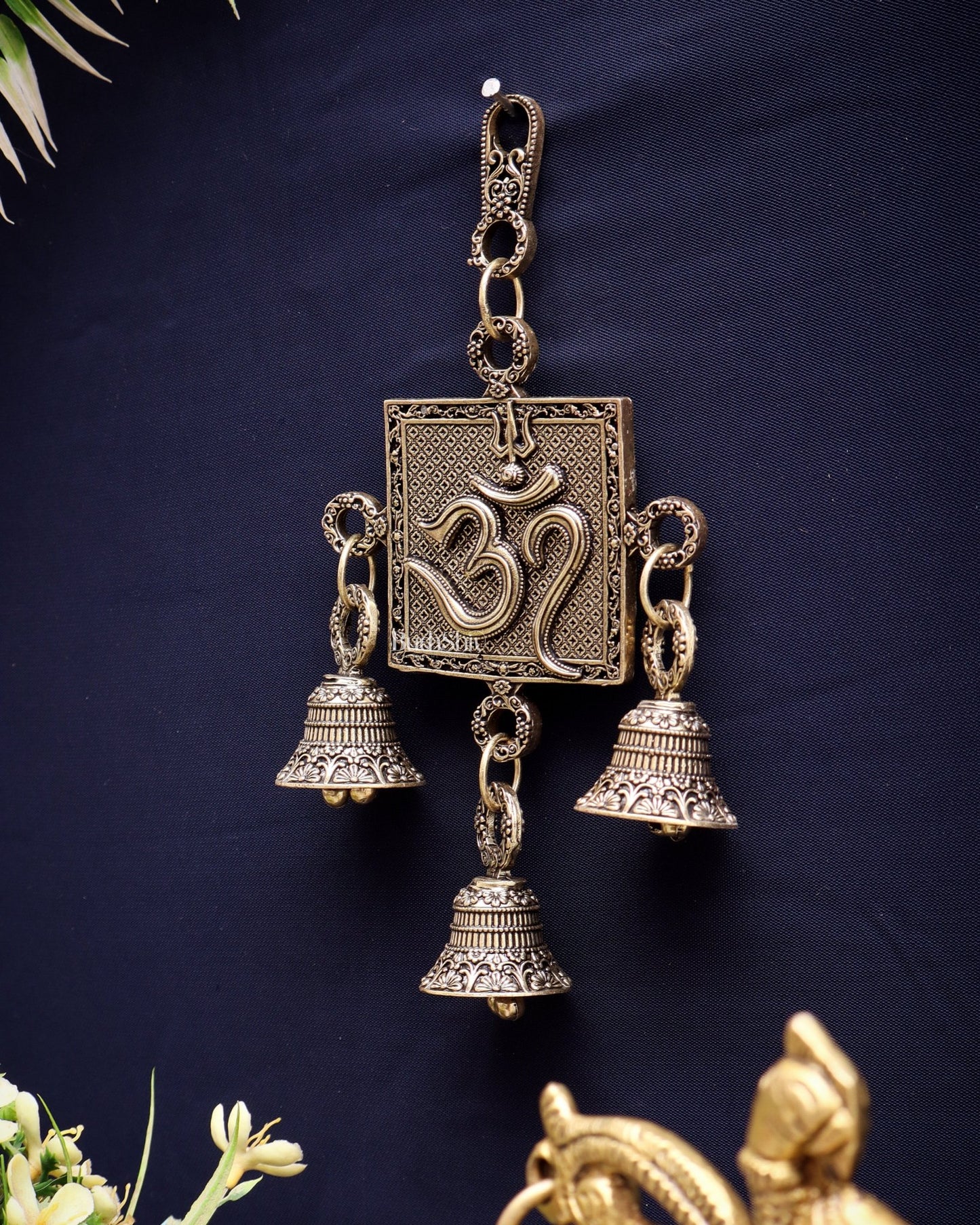Pure Brass Small Om Wall Hanging - Lightweight 6.5" - Budhshiv.com