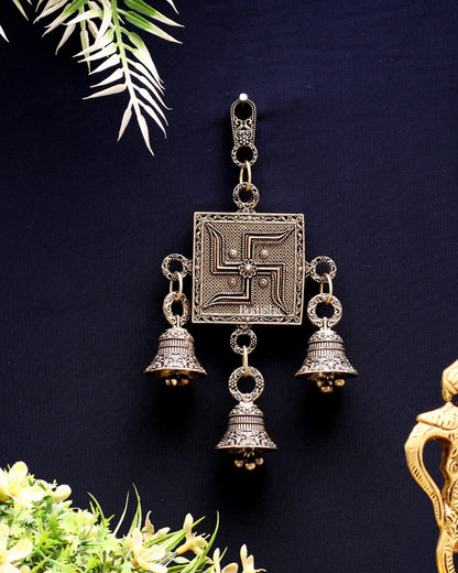 Pure Brass Small Swastik Wall Hanging - Lightweight 6.5" - Budhshiv.com