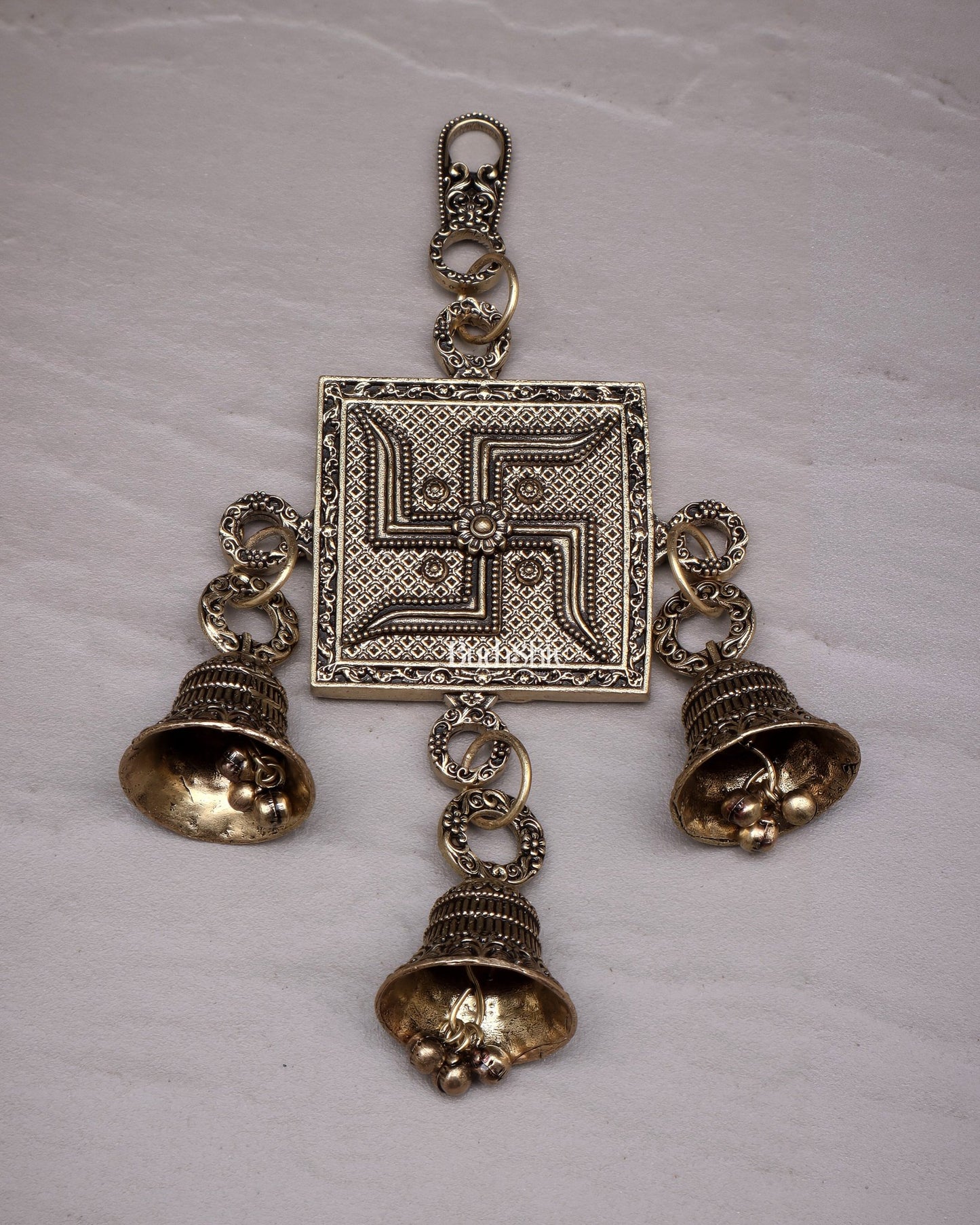 Pure Brass Small Swastik Wall Hanging - Lightweight 6.5" - Budhshiv.com