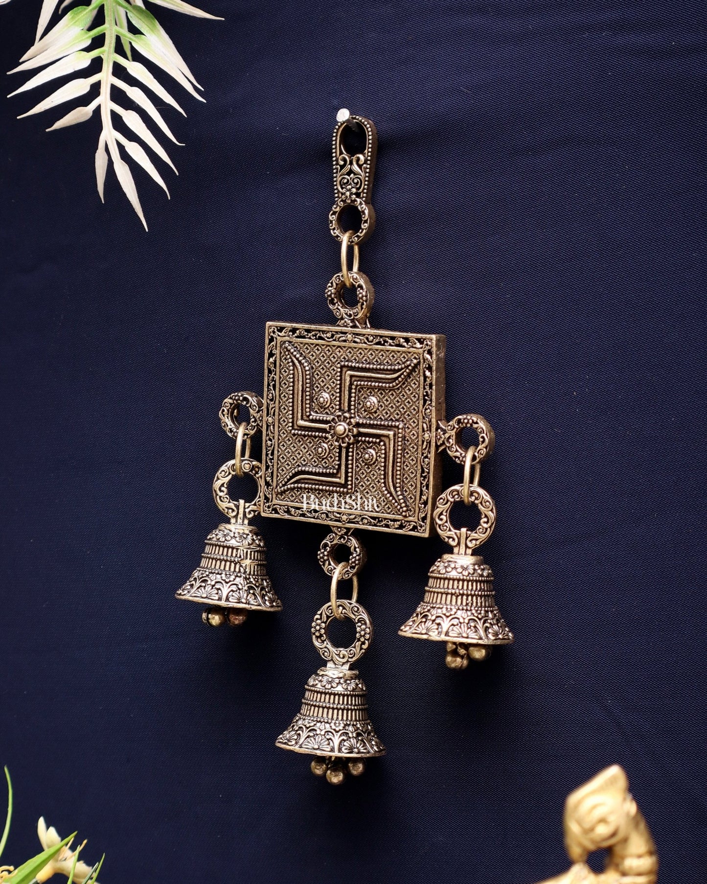 Pure Brass Small Swastik Wall Hanging - Lightweight 6.5" - Budhshiv.com