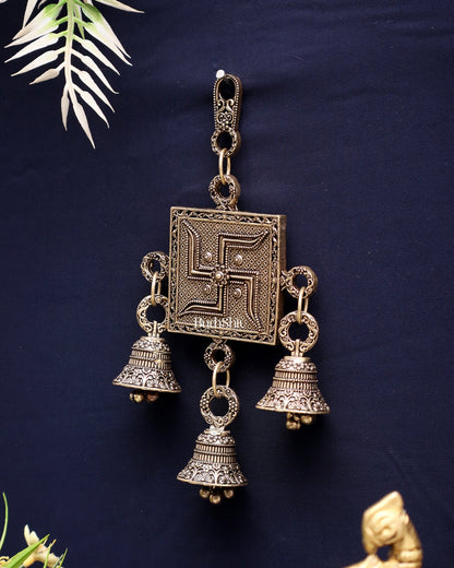 Pure Brass Small Swastik Wall Hanging - Lightweight 6.5" - Budhshiv.com