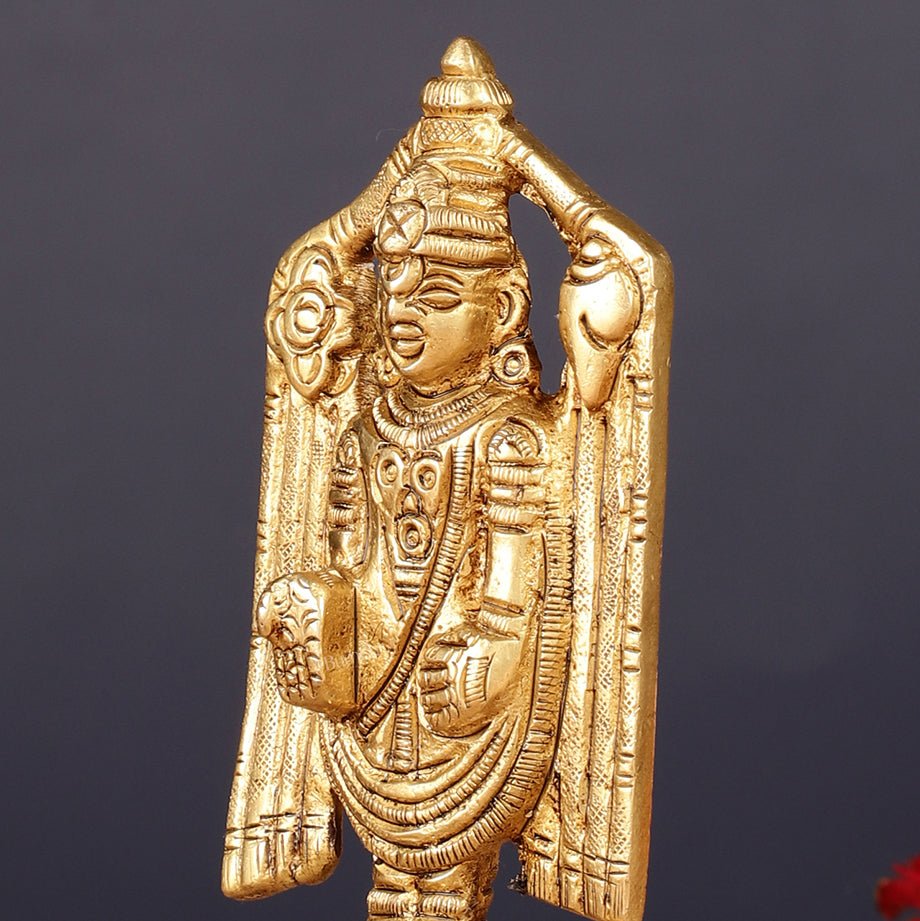Pure Brass Small Tirupati Balaji Statue 4" - Budhshiv.com