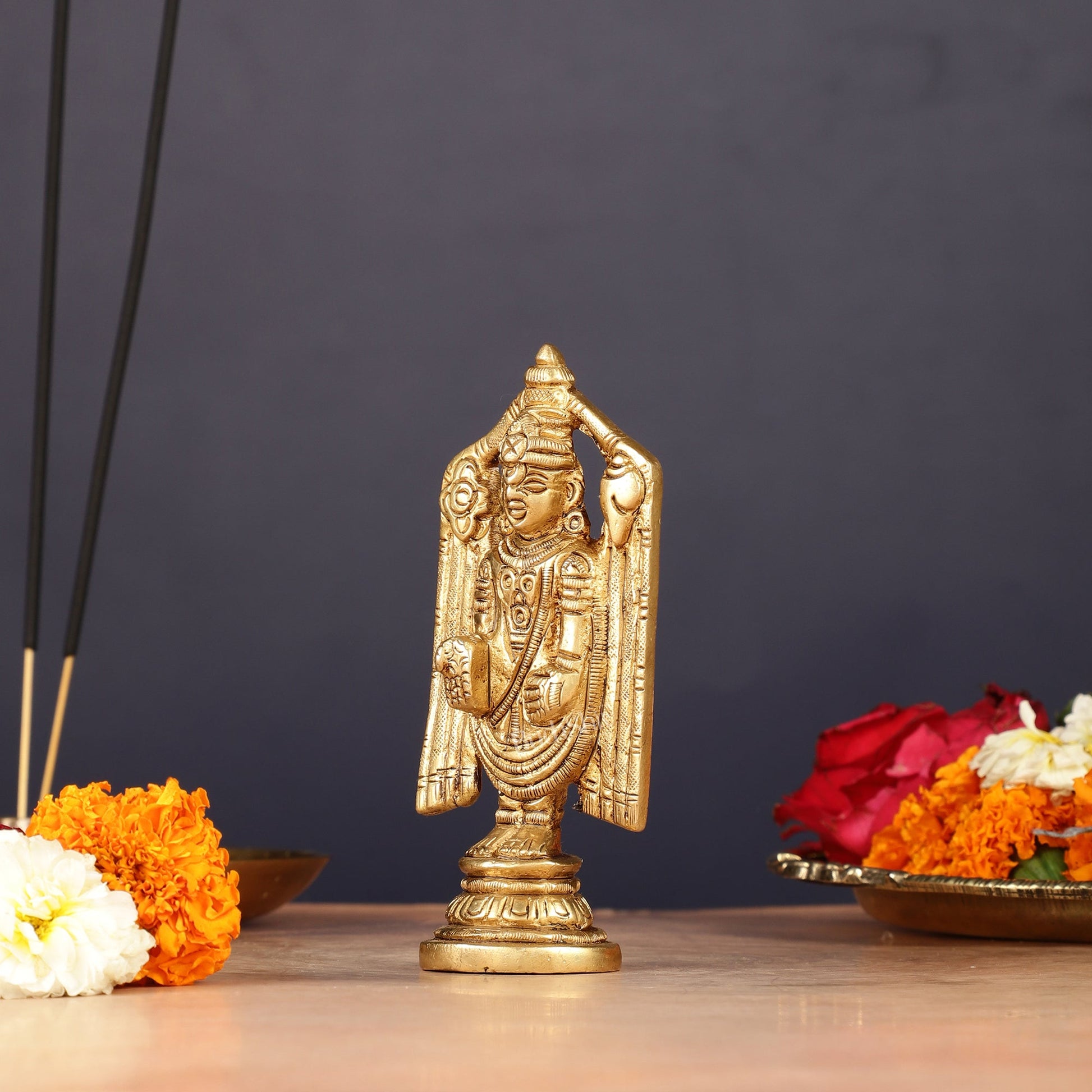 Pure Brass Small Tirupati Balaji Statue 4" - Budhshiv.com