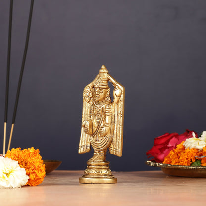 Pure Brass Small Tirupati Balaji Statue 4" - Budhshiv.com