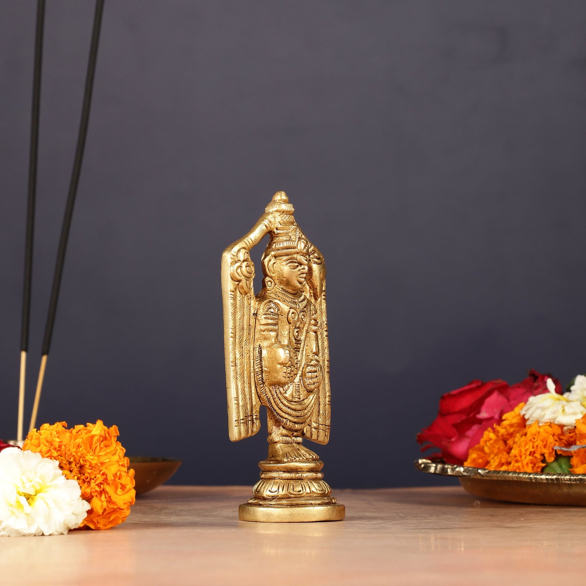 Pure Brass Small Tirupati Balaji Statue 4" - Budhshiv.com