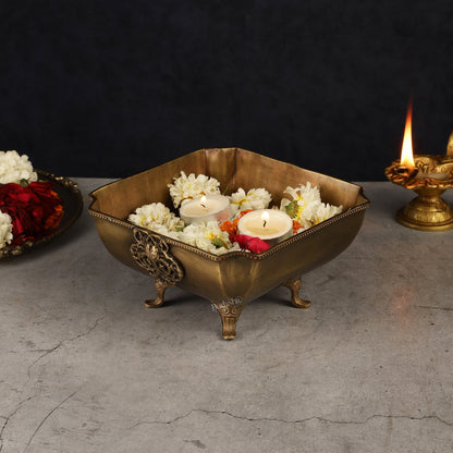 Pure Brass Square Shape Urli Multipurpose Bowl - Elegant and Versatile Decor - Budhshiv.com