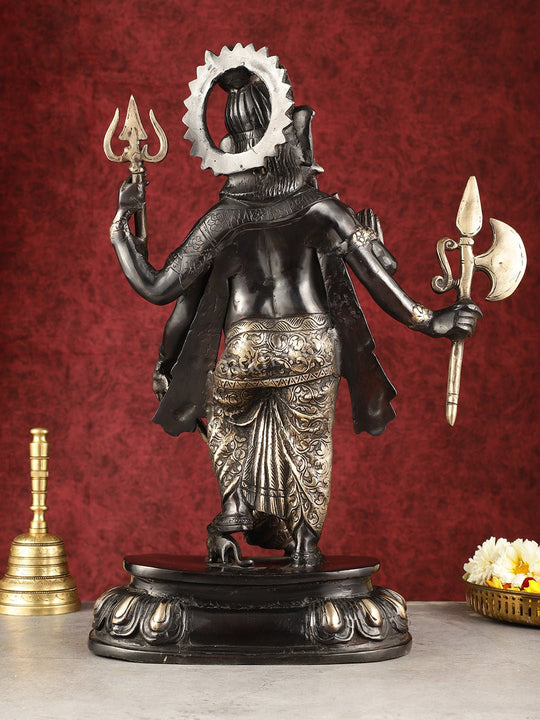 Pure Brass Standing Ganapati Statue - Black Finish | 18" - Budhshiv.com