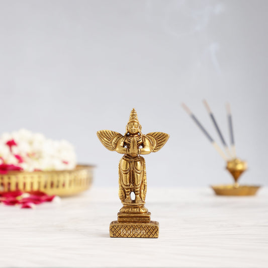 Pure brass Standing garuda idol 4" - Budhshiv.com