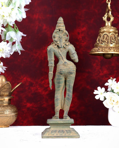 Pure Brass Standing Goddess Uma Parvati Sivagami Sculpture – 13” Stonefinish - Budhshiv.com