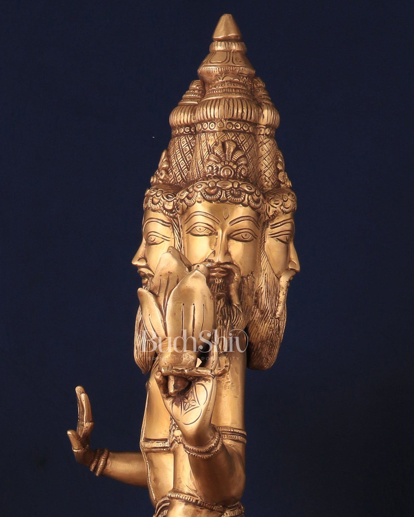 Pure Brass Standing Guru Brahma Large Statue 38.5" - Budhshiv.com