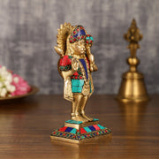 Pure Brass Standing Hanuman Blessing Idol | 6.5 Inch - Budhshiv.com