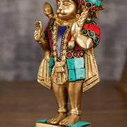 Pure Brass Standing Hanuman Blessing Idol | 6.5 Inch - Budhshiv.com
