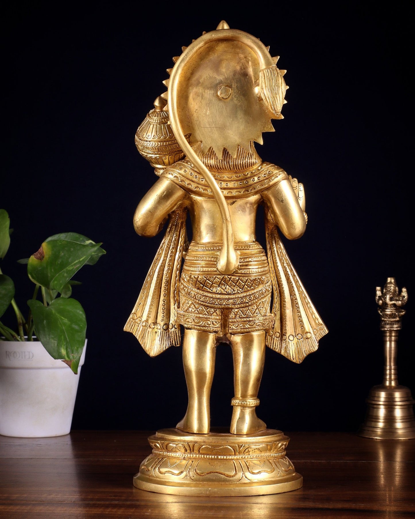 Pure Brass Standing Hanuman Idol 13.5 inch - Budhshiv.com
