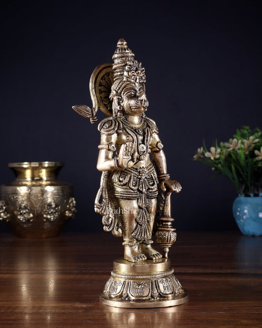 Pure Brass Standing Hanuman Idol – 8.5 Inch | Superfine Carving - Budhshiv.com