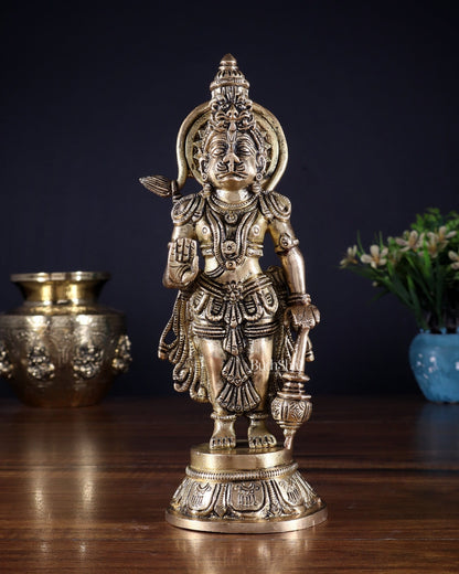 Pure Brass Standing Hanuman Idol – 8.5 Inch | Superfine Carving - Budhshiv.com