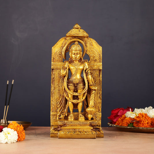 Pure Brass Standing Hanuman Idol 8" - Budhshiv.com