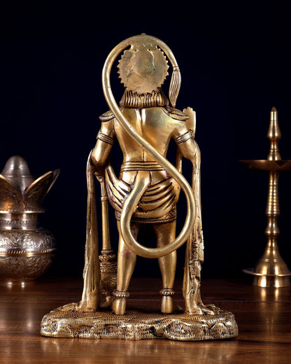 Pure Brass Standing Hanuman Statue 11 inch tall - Budhshiv.com