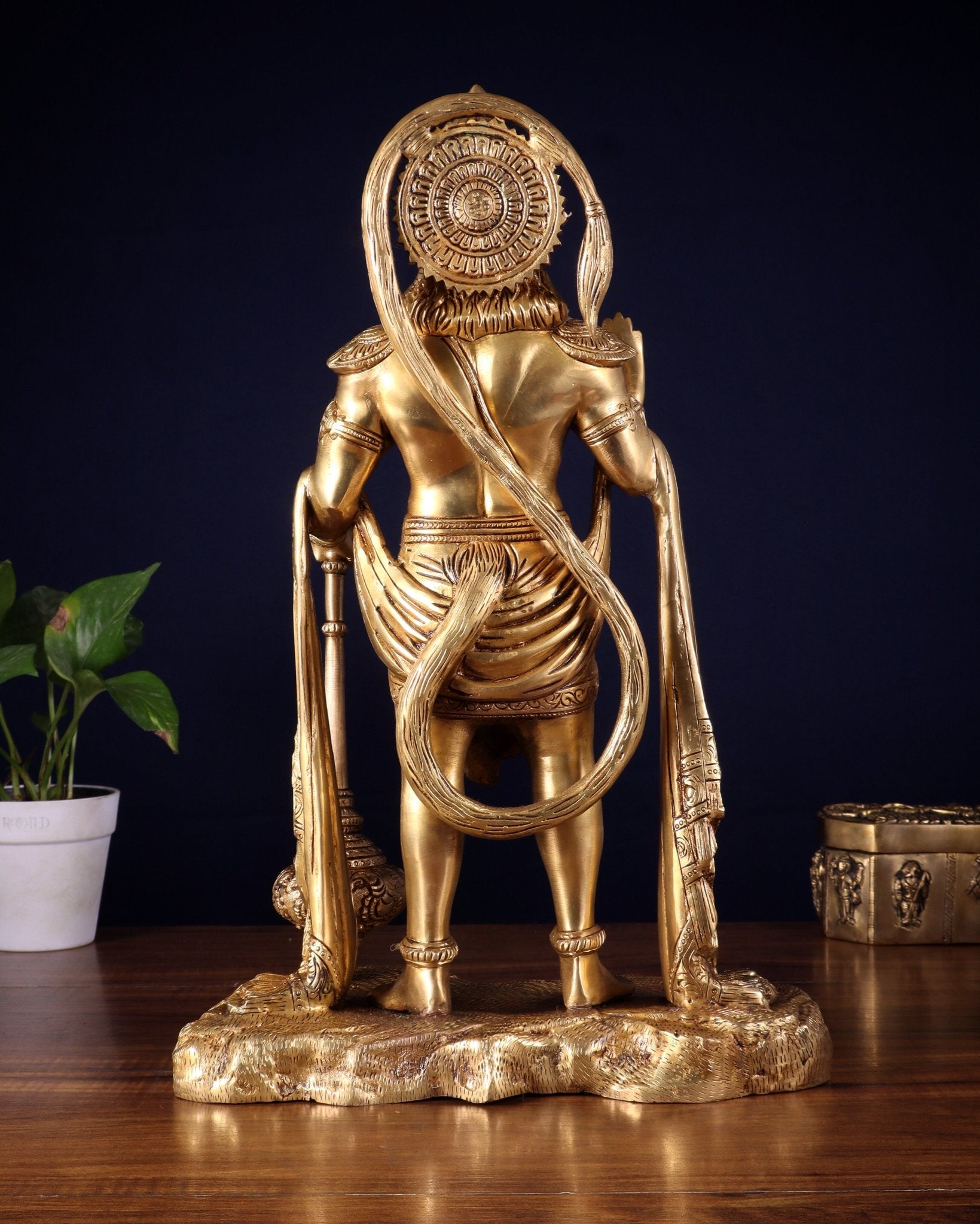 Pure Brass Standing Hanuman Statue - 18 inch - Budhshiv.com