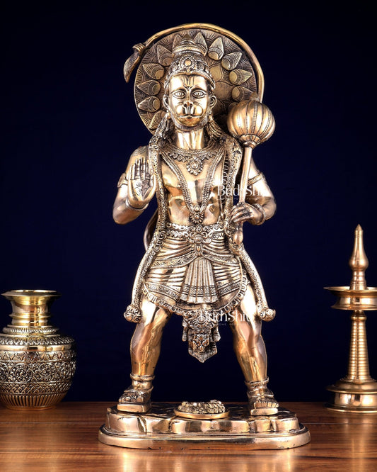 Pure Brass Standing Hanuman Statue 22 inch - Budhshiv.com