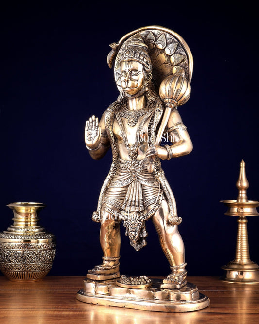 Pure Brass Standing Hanuman Statue 22 inch - Budhshiv.com