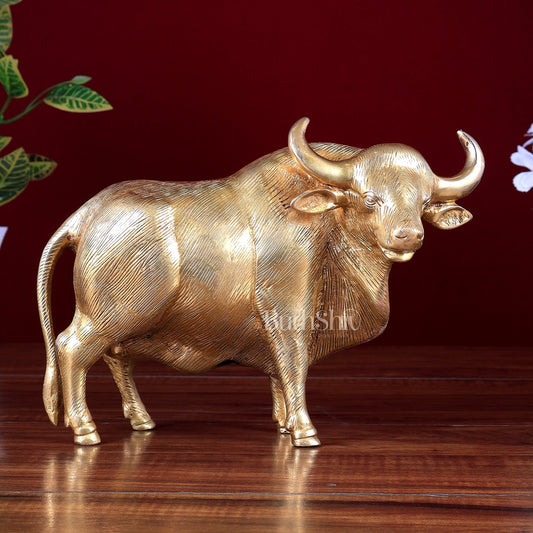 Pure Brass Standing Himalayan Yak Bull Statue - Budhshiv.com