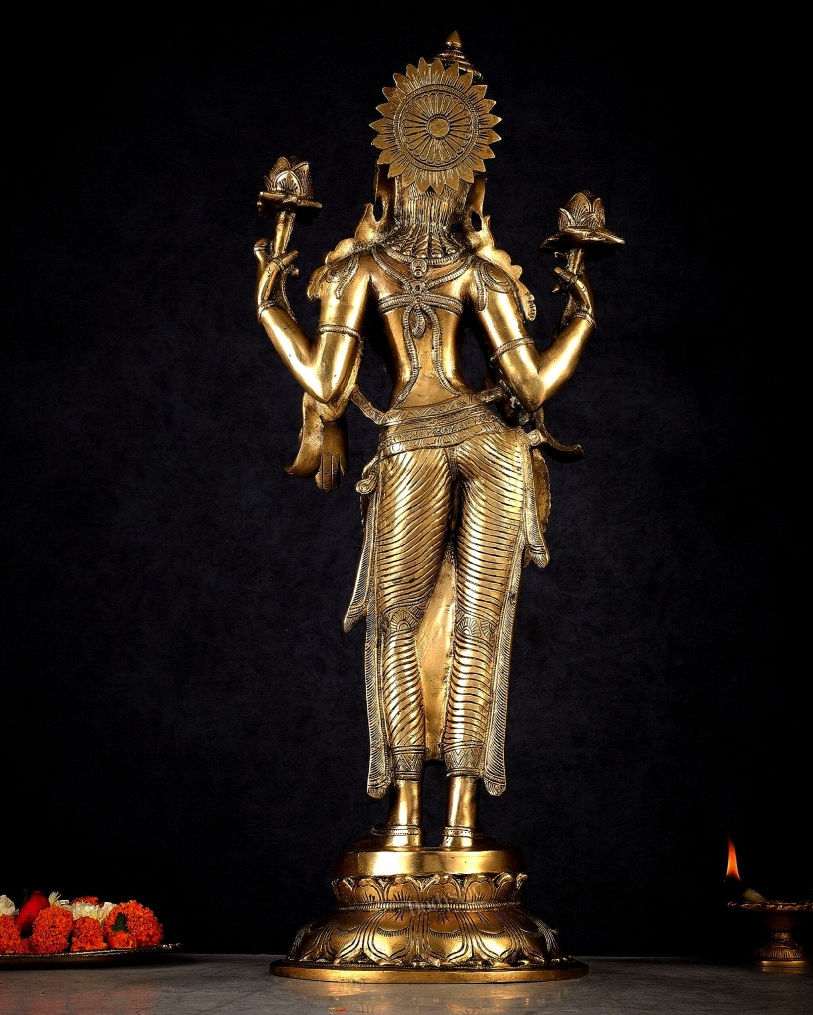 Pure Brass Standing Lakshmi Statue – 24.5” - Budhshiv.com