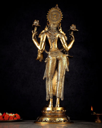 Pure Brass Standing Lakshmi Statue – 24.5” - Budhshiv.com