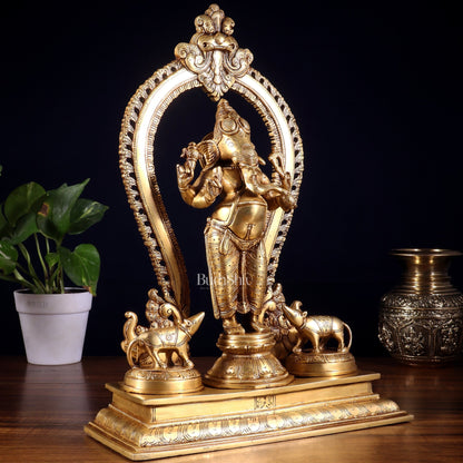 Pure Brass Standing Lord Ganesha Idol | 15” Height - Budhshiv.com