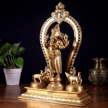 Pure Brass Standing Lord Ganesha Idol | 15” Height - Budhshiv.com