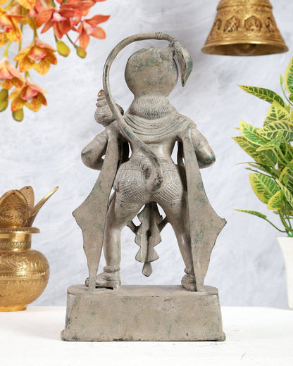 Pure Brass Standing Lord Hanuman Statue sand finish 11 inch - Budhshiv.com