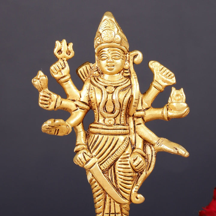 Pure Brass Standing Ma Durga Bhawani Idol | 5" Height - Budhshiv.com