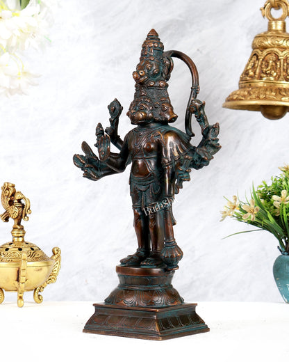 Pure Brass Standing Panchmukhi Hanuman Idol – 12 inch vintage tone - Budhshiv.com