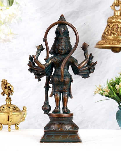 Pure Brass Standing Panchmukhi Hanuman Idol – 12 inch vintage tone - Budhshiv.com
